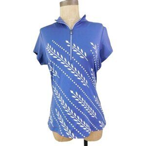 Lopez Size S Small Print Sporty Print Stretch Cap Sleeve Golf Shirt Top